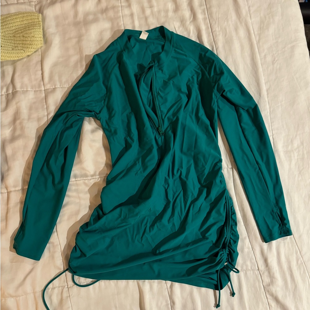 Swimzip long sleeve ruched side UV coverup